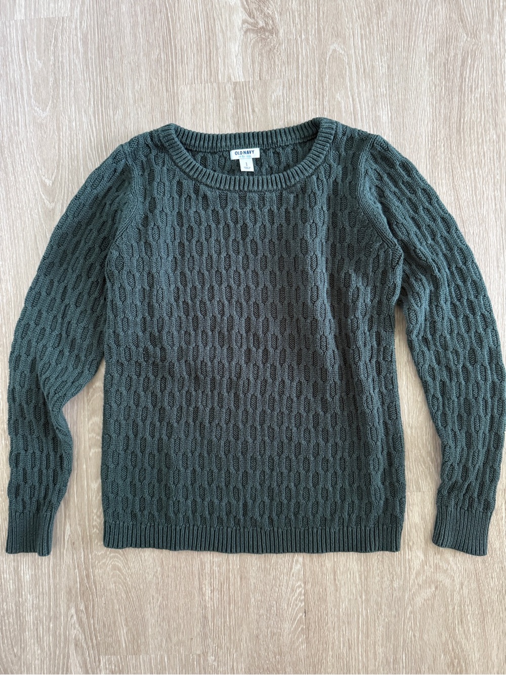Old Navy Sage Green Cable Knit Crewneck Sweater Women's Small